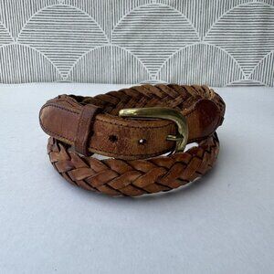 Brighton Well worn braided raised Brown Leather Belt Brass Buckle Size‎ 34